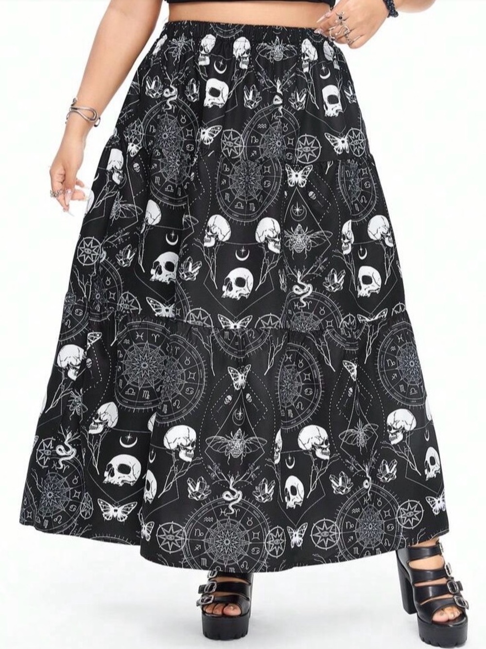 Goth Print Maxi Skirt